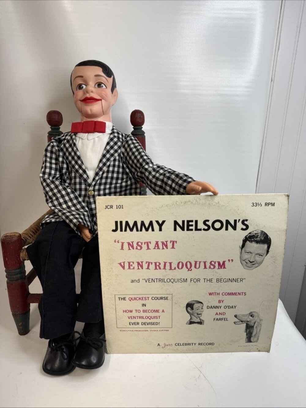 Vintage Danny O'Day Ventriloquist Dummy /Doll - 30” - WORKING - W/Record - Read